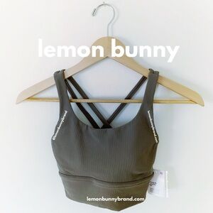 lululemon Energy Bra Long Line Ribbed in Rover Brown Tan Grey Size 4 New NWT